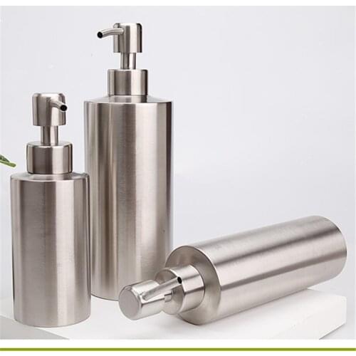 20pcs/lot Detergent Bottle Liquid Soap Dispenser 250/350/550ml Straight Shape 18/8 Stainless Steel Lotion Container Shampoo Box