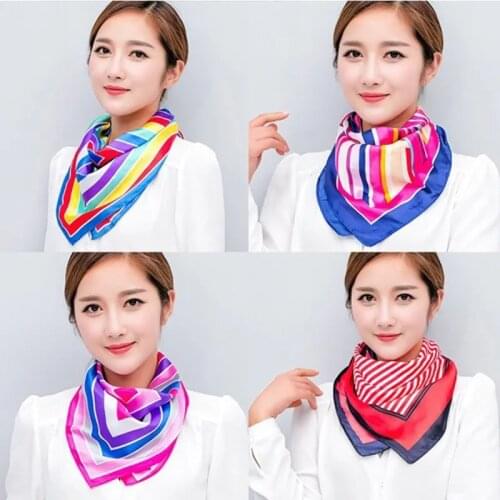 Womens Small Satin Silk Scarf Print Wrap Wrinkled Elegant Handkerchief Bandana Neck Hair Tied Tie Scarf Shawl Accessories