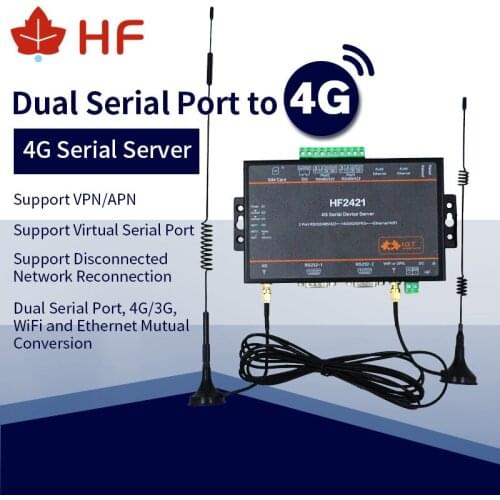 Double Port Serial Device Server RS232 RS485 RS422 to Ethernet Wifi 4G 3G GPRS Network Converter