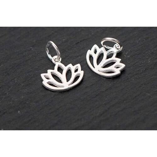 Elegant Hollow Craft Lotus Dangle Charms DIY Jewelry Making Materials 925 Sterling Silver Charm Pendants Fit Bracelets Earrings