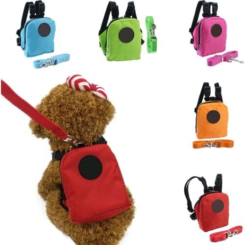 Cotton Pet Dog Backpack Harness Bag Travel Pet Carrier Portable Teddy Puppy Cat School Bag With Leash Traction Rope Pet Supplies
