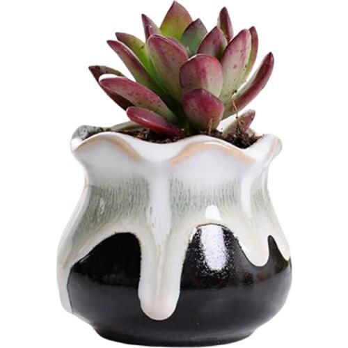 Ceramic Round Flower Thumb Pot Without Plants Kiln Variable Drainage Hole Practical Glazed Succulents Office Planters