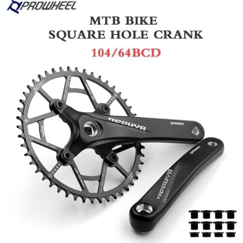 Prowheel MTB Crankset 104BCD Mountain Bike Square Hole 44T 46T 48T 50T 52T Round Narrow Wide Sprockets 170mm 175mm Bicycle Crank