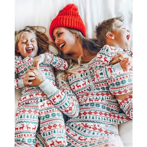 2020 Christmas Family Matching Outfits Pajamas Set Adult Men Women Kid Sleepwear Nightwear Deer Print Plaids Family Xmas Clothes