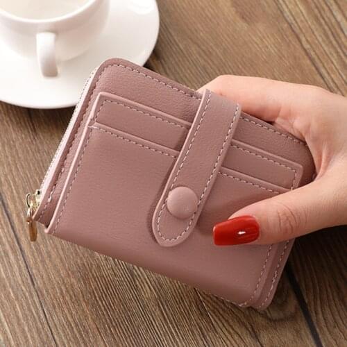 Fashion New Small Money Pockets Ladies Short Pure Color Coin Purse Simple Multi Card Position Wallet Women Soft Leather Card Bag