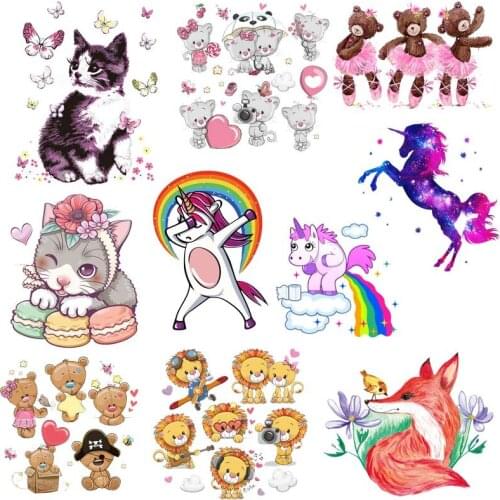 Lovely Bear Transfer For Clothing Cartoon Animals Heat Vinyl Transfers For Clothes Appliques Stickers Thermo For Diy T-shirt