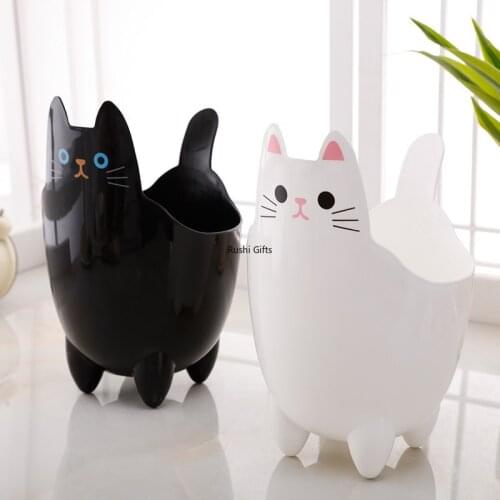 Cute Cat Thickening Storage Bucket Sundries Stationery Small Items Cartoon Storage Desktop Trash Can Small creative furniture