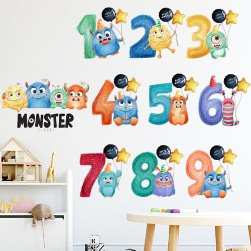 Cartoon Digital Wall Stickers for Kids Room Bedroom Home Decoration Nursery Art Decals PVC DIY Vinyl Self Adhesive Wallpaper