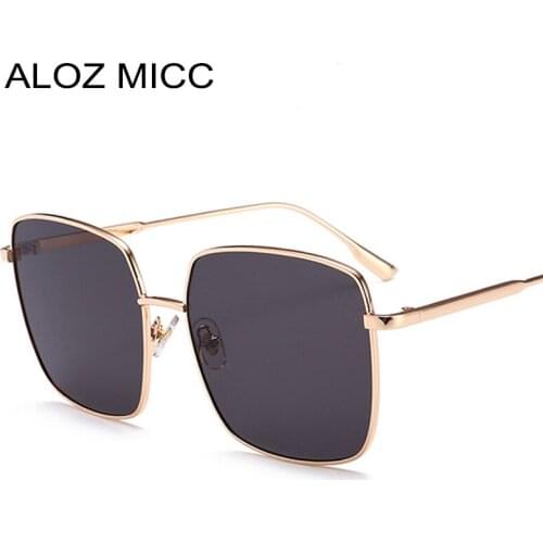 ALOZ MICC Fashion Hot Personality Square Sunglasses Women Luxury Designer Men Alloy Big Frame Vintage Sun Glasses UV400 Q163