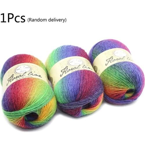 C5AC Soft Worsted Yarn Rainbow Gradient Colors DIY Baby Knitting Wool Shawl Scarf Crochet Thread Supplies