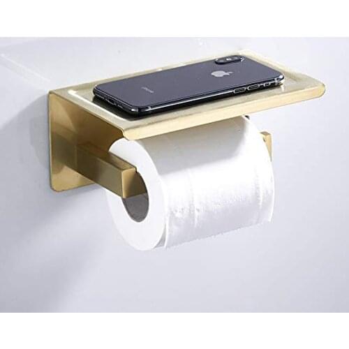 Stainless Steel Wall Mounted Toilet Roll Holder Phone Shelf Gold Storage Rack Bathroom Hardware Set Mointed Paper Towel Holder