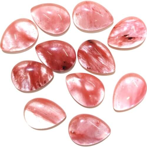 Natural Watermelon Red Stone Cabochon Flat Back Water Drop Shape No Hole Loose Beads For jewelry making DIY Ring accessories
