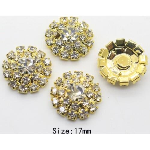NEW 10Pcs/Set 17MM Round golden buttons Rhinestone button DIY Wedding Decoration buckle apparel buttons Free shipping