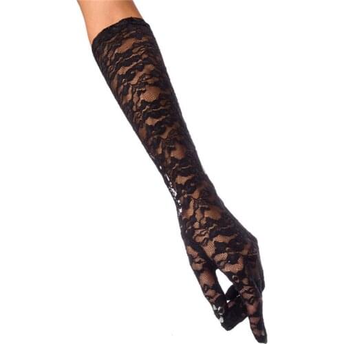 New Gloves Long Ladies Thin Gloves Summer Black and White Red Three-color Lace Fun Gloves