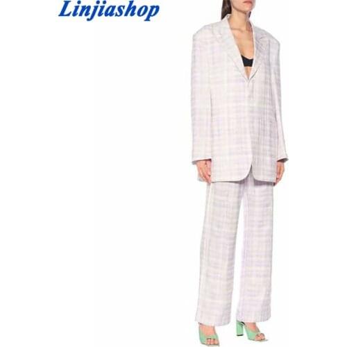 Single breasted blazer tie-dyed casual women blazers and jackets long sleeve plaid blazer with pockets female spring autumn