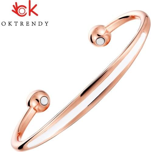 OKtrendy Casual Femme Copper Magnetic Bracelets & Bangles Gold-color Open Cuff Bracelets for Women Party Jewelry