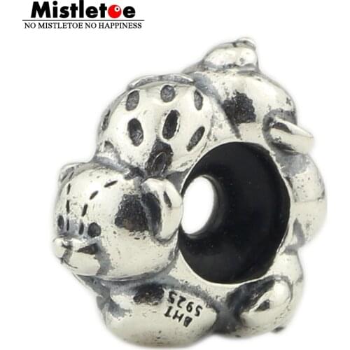 Mistletoe 925 Sterling Silver Bear and Strawberry Stopper spacer Charm Bead European Jewelry