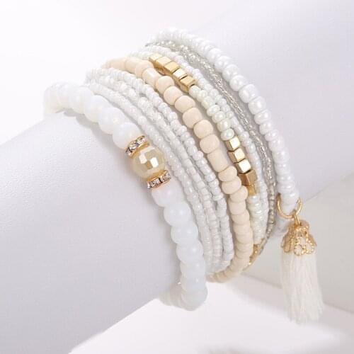 Original Jewelry Hand-made In Europe And The United States Of The Glass Beads Hand String Fashion Aesthetic Geometric Adjustable