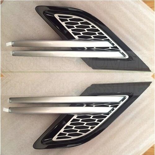 ROLLSROVER Pair of Front Fender Air Molding Vents For Range Rover Sport 2014-2017 OEM LR044152 LR044149 Silver Mesh Type