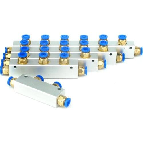 Fit 8mm O/D Tube 2-10 Way Pneumatic Air Manifold Block Splitter With Couplers