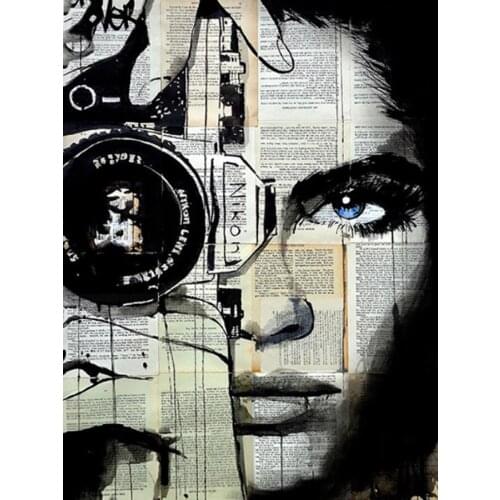 Full Square drill Diamond Embroidery Woman camera newspaper abstract Diamond Painting Cross Stitch diamond Mosaic