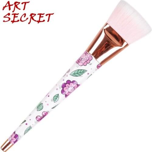 Pro Makeup Brush Flat Contour Stippling Brush Cosmetic Tool Soft Duo Fiber Rose Gold Ferrule Soft Touch Plastic Pattern Handle