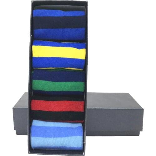 MYORED drop shipping gift socks combed cotton classic stripes business casual streetwear colorful Calcetines de hombre