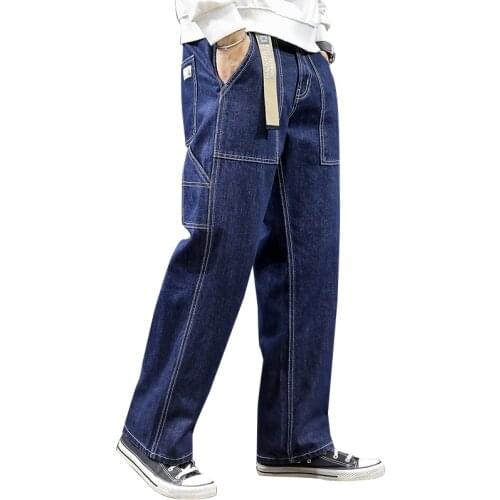 Straight Loose Jeans Mens Retro High Street Oversize Casual Denim Trousers Harajuku Washed Hip Hop Jean Pants