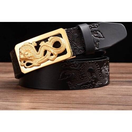 Men Automatic Buckle Cowskin Three Dimensional Carving Dragon Belt Male Fashion Jeans Belts BG006