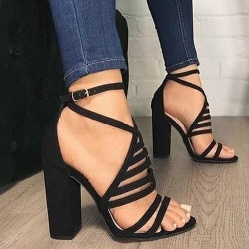 Women Sexy Sandals Lady High Heels Design Womens Cross Strap Bandage Shoes Lady Party Female Ankle Strap Flock summer Drop Ship