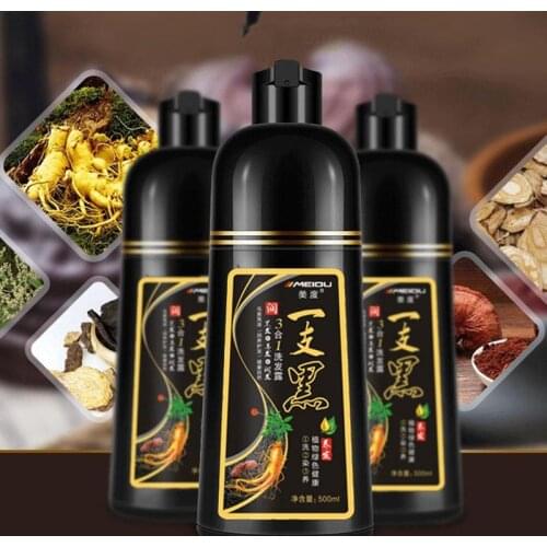 500ml Permanent Black Hair Shampoo Organic Natural Fast Hair Dye Plant Essence Black Hair Color Dye Shampoo For Women Men