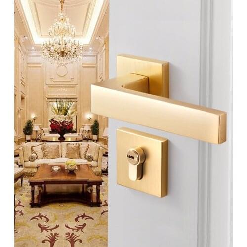 Modern Aluminium Alloy Door Lock Interior Solid Wood Panel Handle Lock Bedroom Bookroom Toilet Household Wooden Door Handle Lock