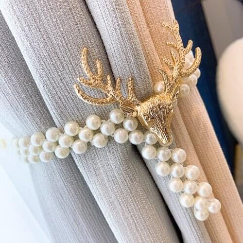 Modern Light Luxury Curtain Tie Rope 2021 New Elastic Design Retractable Pearl Curtain Buckle Simple Curtain Decorations