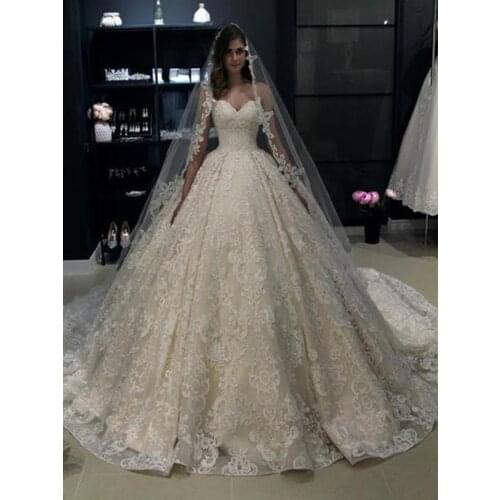 Vintage Sweetheart Ball Gown Lace Wedding Dress 2019 New Appliques Wedding Gowns Plus Size Bridal Dress robe de mariage