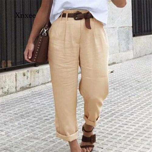 2021 Summer Womens Casual Pants Fashion Casual Pants Solid Color Pocket Sexy Loose Pants Street Clothing