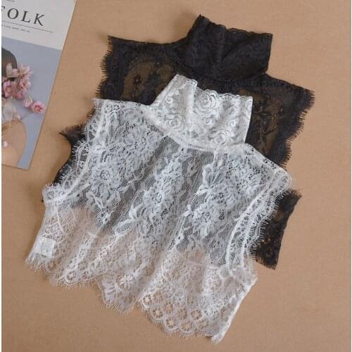 Plus Size Fake Collars Women for Dress Sweater Blouse Stand-up Lace False Collar Solid Color Girls Pullover Detachable Collar