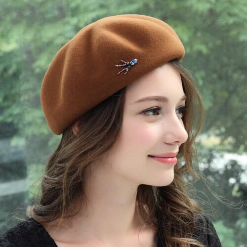 H7783 Women Wool Beret Hat Autumn Winter High Quality Fashion Cap Female Korean Elegant Simple Warm Shopping Party Church Hats