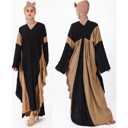 Womens Long Sleeve Muslim Dress Robe Dubai Stitch Kurta for Women Indonesia Clothing Long Dress Arab Kaftan Abaya Hijab Fashion