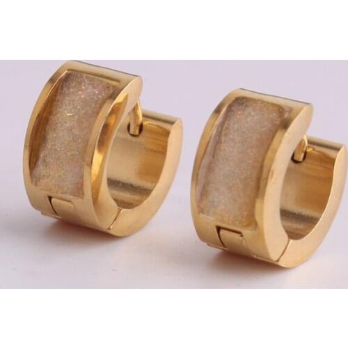 Gold color Bright Powder Section Yellow Acrylic 316L Stainless Steel Stud Earrings for women wholesale