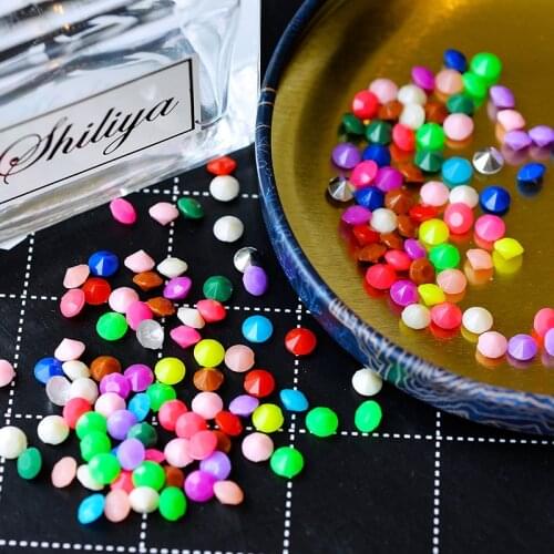 100p 4mm round pointback solid candy acrylic crystal Jelly Rhinestones Nail Art Decor headwear shoes garment jewelry accessories