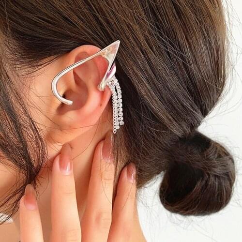 2 Pcs Punk Simple Ear Clip Cuff Wrap Earrings For Women Dangler Fashion Jewelry Clip-on Earrings Non-piercing Ear Cuff Eardrop