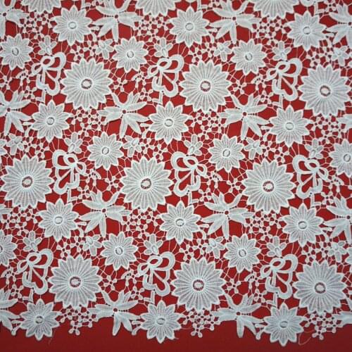 2 Yard/ Lot Embroidery fabric hollow water soluble lace elastic milk silk embroidery full of large flower three-dimensional