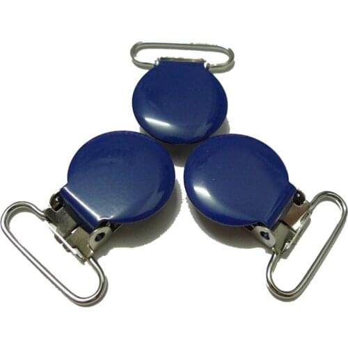 25pcs 1'' 25mm #07 Navy Blue Colored Enamel Round Shaped Suspender Clips