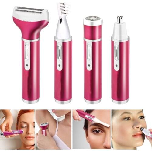 Dropship 4 In 1 Rechargeable USB Epilator Hair Removal Set for Nose Beard Eyebrow Electric Trimmer Shaver Depilation Machine Set