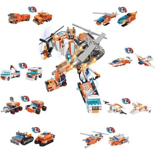 773Pcs Construction Educational Building Blocks Toys For Kids 6Years DIY Birthday Present Engineering Vehicle 8 IN 1 Robot Model