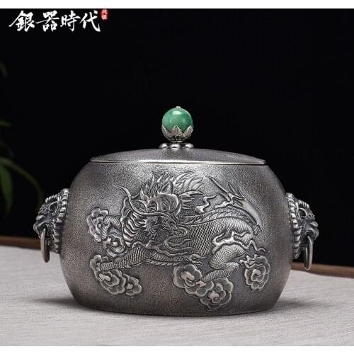 Ag999 Sterling Silver Tableware Spice Container Tea Sugar Pot Seasoning Jar Bowl