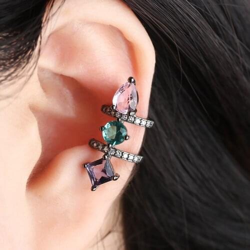 White Black Copper Colorful AAA Cubic Zirconia Clip Earrings Fashion Jewelry Earring Female Wedding Party Gift Womens jewelry