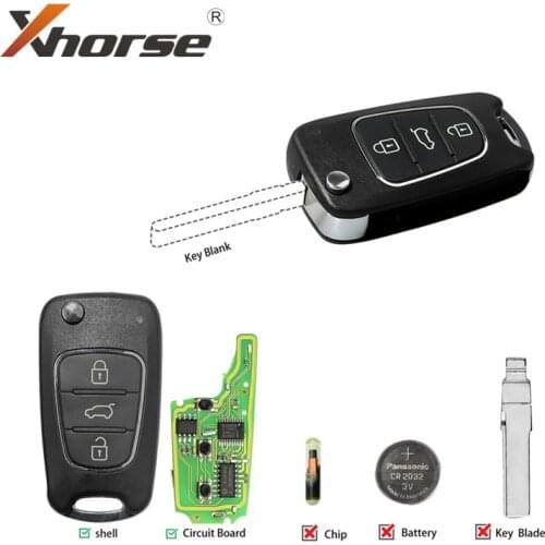 Xhorse XNHY02EN Wireless Universal Remote Key for HYUNDAI Flip 3 Buttons Remotes for VVDI Key Tool 10pcs/lot