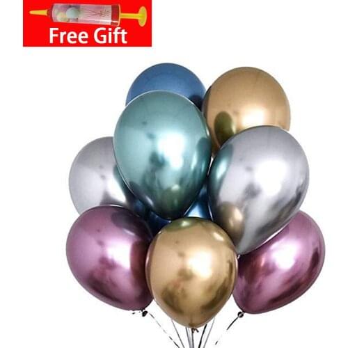 50pcs 10inch Glossy Metal Pearl Latex Balloons Thick Chrome Metallic Colors helium Air Balls Globos Birthday Party Decor