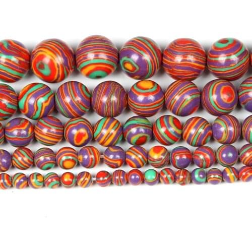 Natural Stone Bead Colorful Malachite Round Loose Beads For Jewelry Making For Needlework Beads DIY Bracelets Accessories 4-12MM